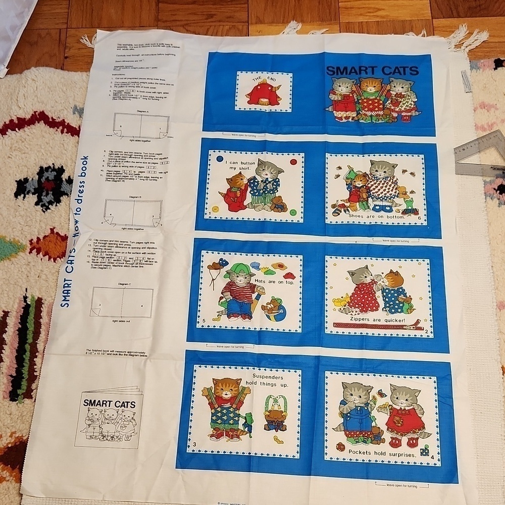 Vintage 90's Smart Cats Story book panel How to dress book.
